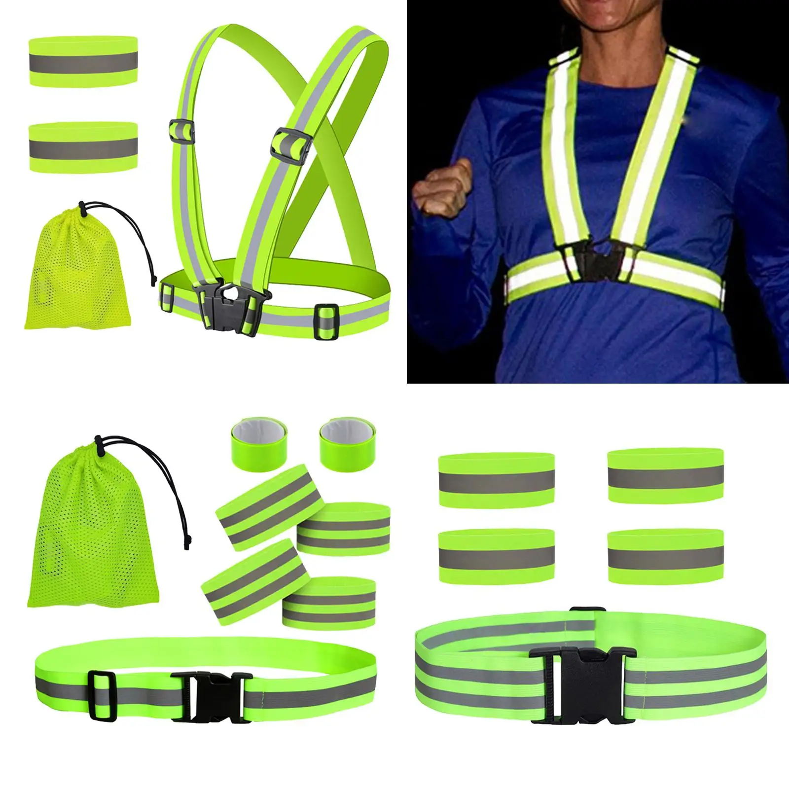 Cycling Reflective Vest High Visible Runner Reflective Band Strap Reflector