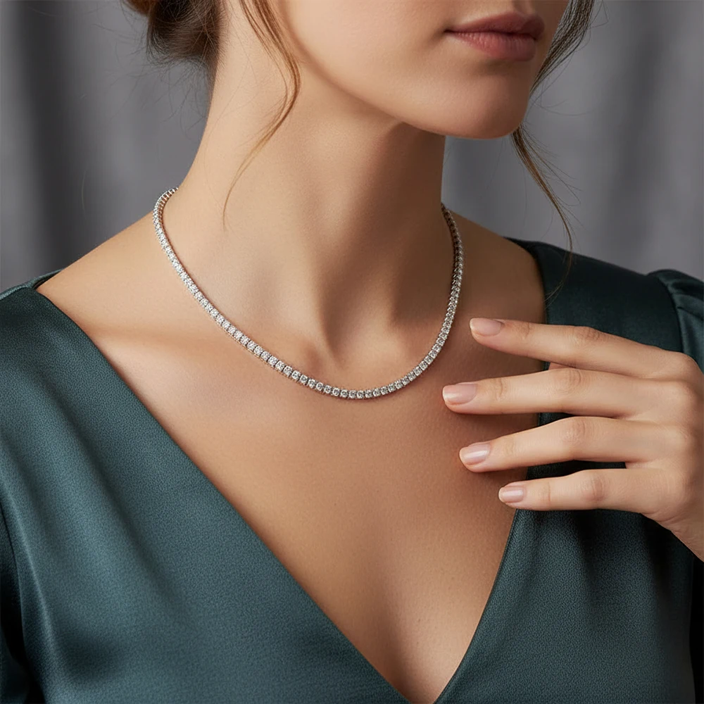 

100% гарантия, настоящее серебро 925 пробы, 41-60 см (16 "-24 дюйма), 3 мм, цепочка с кубическим цирконием, унисекс, колье, ювелирные изделия, теннисное ожерелье