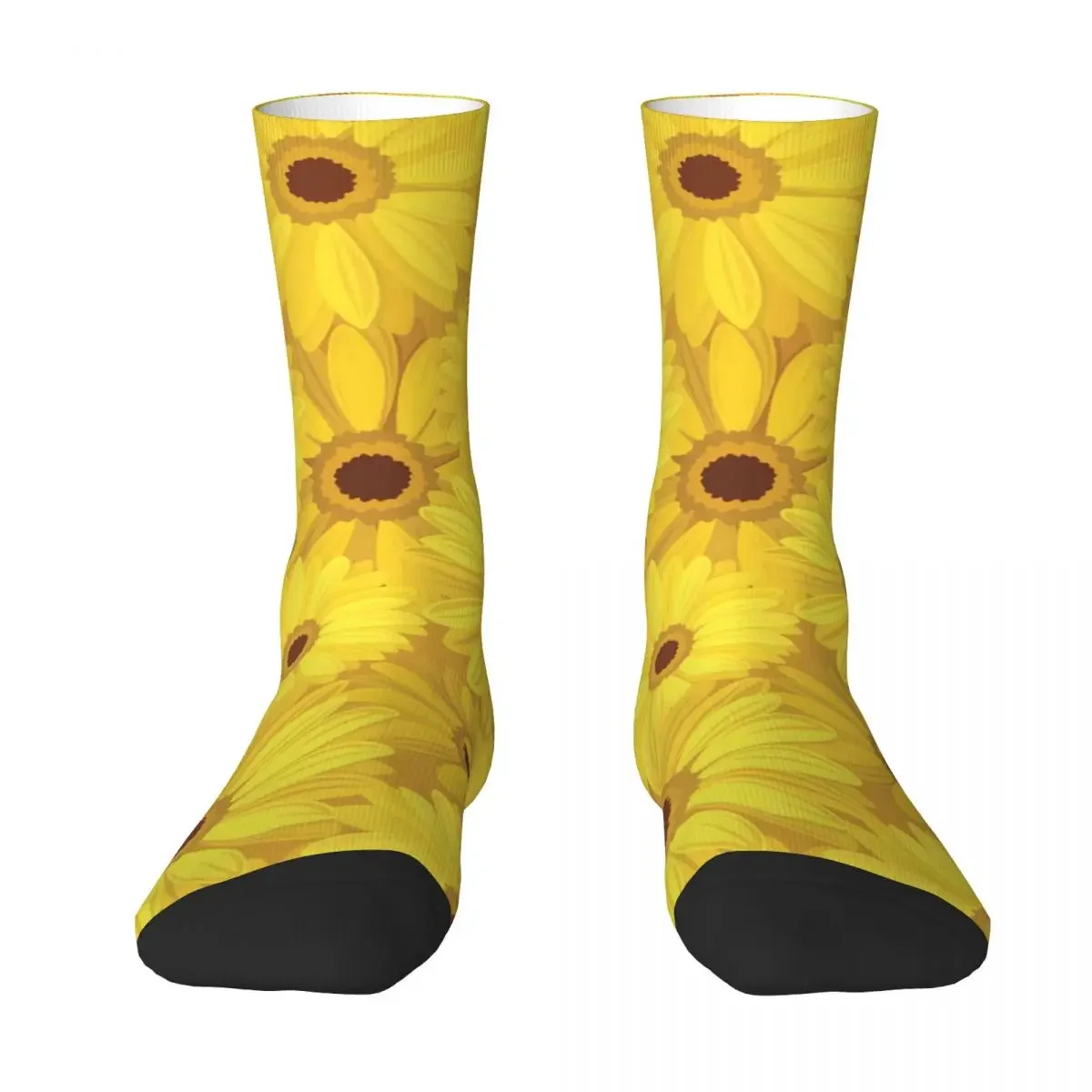 Sunflower Print Socks Yellow Gerbera Flowers Gothic Stockings Winter Anti Slip Women Men Socks Custom Outdoor Sports Socks