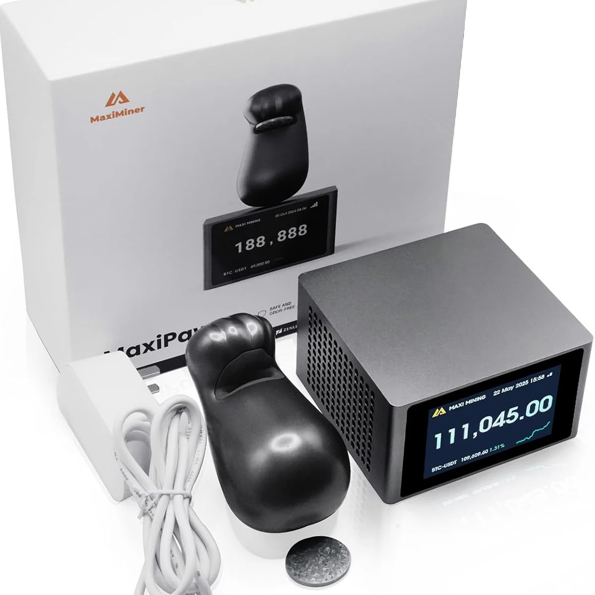 새로운 Maxi Paw 비트코인 ​​광부 1TH/s 25W 솔로 복권 광부 SHA-256 WiFi 연결 암호화 BTC 광부 Asic 칩 가정용 기계