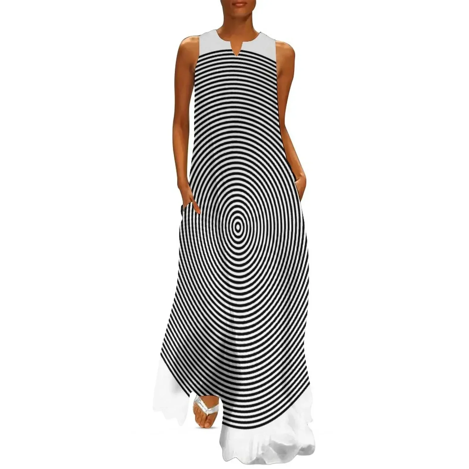 

Hypnotic Circles Optical Illusion Graphic Long Dress luxury dresses dresses for special events Dress