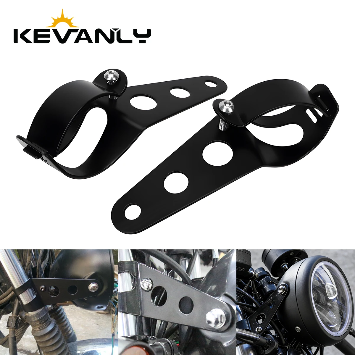 

1Pair For Universal 12V 6.5" Round Vintage Motorcycle Led Headlight Brackets LED Light Accessories Light Mount Bracket Fork