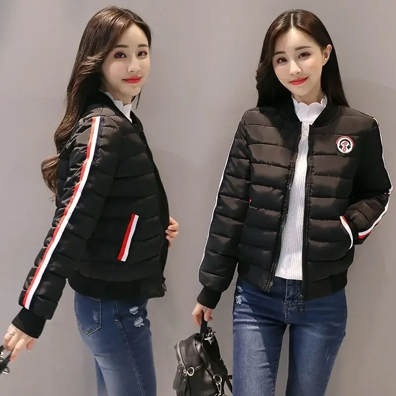 Baseball Quilted Padded Woman Coat Black Thick Padding Short Jackets for Women Cropped Bomber Aviator Fashion 2024 in Promotion