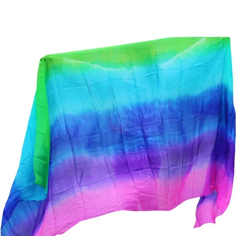 Véu de dança do ventre 100% seda personalizado, 200/250/270cm, lenço tingido artesanal, xale, vermelho, laranja, amarelo, preto, gradiente, acessórios de dança