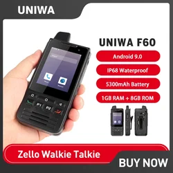 UNIWA F60 Zello Walkie Talkie IP68 Smartphone Android 9 2.8 pollici 1GB + 8GB cellulare Radio FM 5300mAh 4G telefono cellulare con PTT GPS