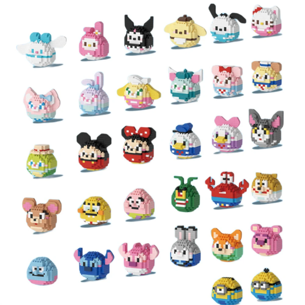 61 stili Disney Mickey & Minnie Blocks Small Cartoon Mini Building Block Stitch Q Version Damo Egg Model Marvel Dolls Hottoys