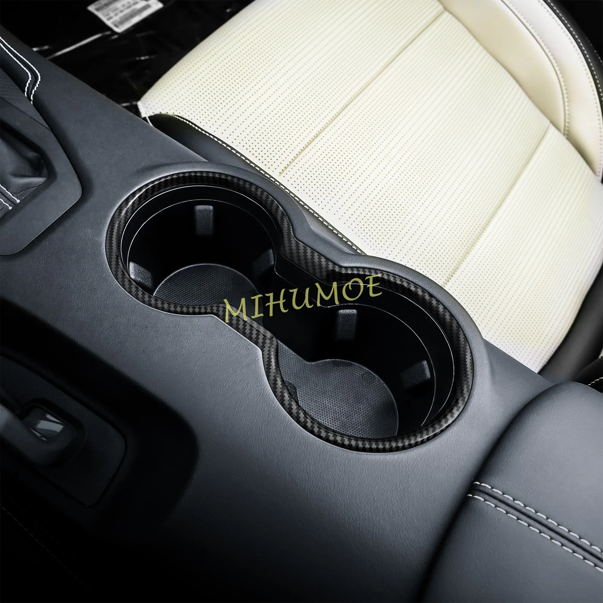 For Ford Mustang 2024 2025 2026 Interior Center Console Cup Holder Cover Surrounds Accessories Carbon Fiber