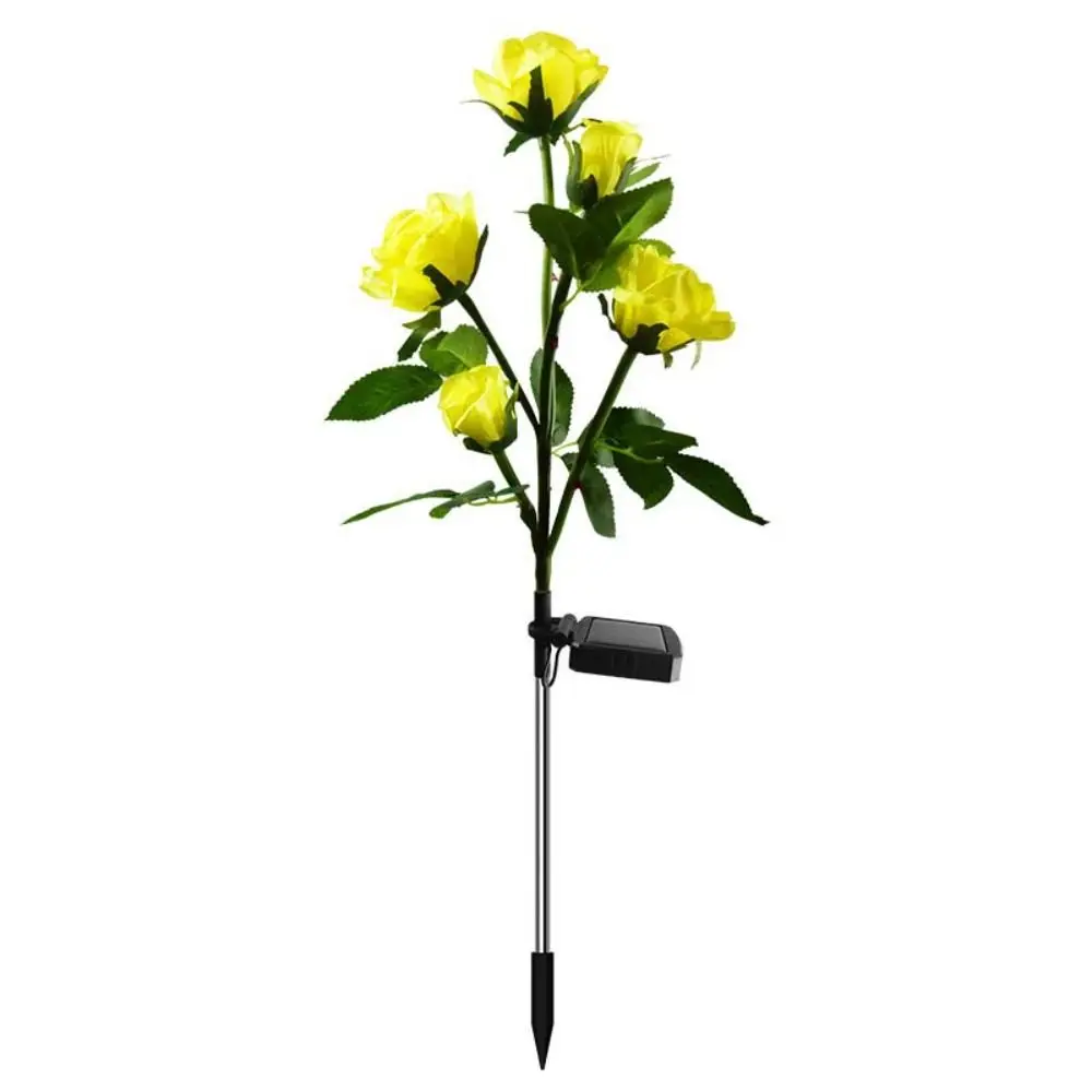 3 رؤساء ضوء زهرة اصطناعية تعمل بالطاقة الشمسية مستشعر الضوء التلقائي في الهواء الطلق ضوء الحديقة الشمسية الأرض الخيالة الضوء الأبيض #3