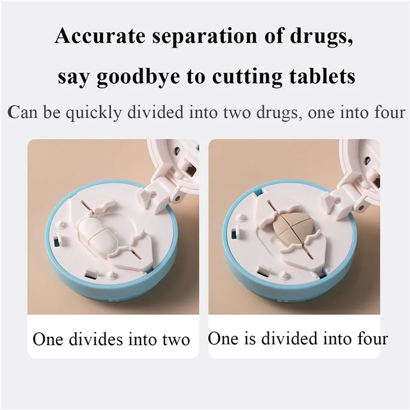 Pill Cutter Medicine Splitter Storage Box 1/4 1/2 Medication Cutter Portable Medicine Storage Tablet Slicer Home Pill Dispenser