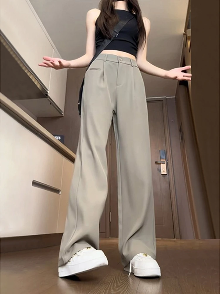 

Мужские брюки Neapolitan Spring Autumn с высокой талией, американские повседневные расклешенные брюки прямого кроя, молодежный модный бренд