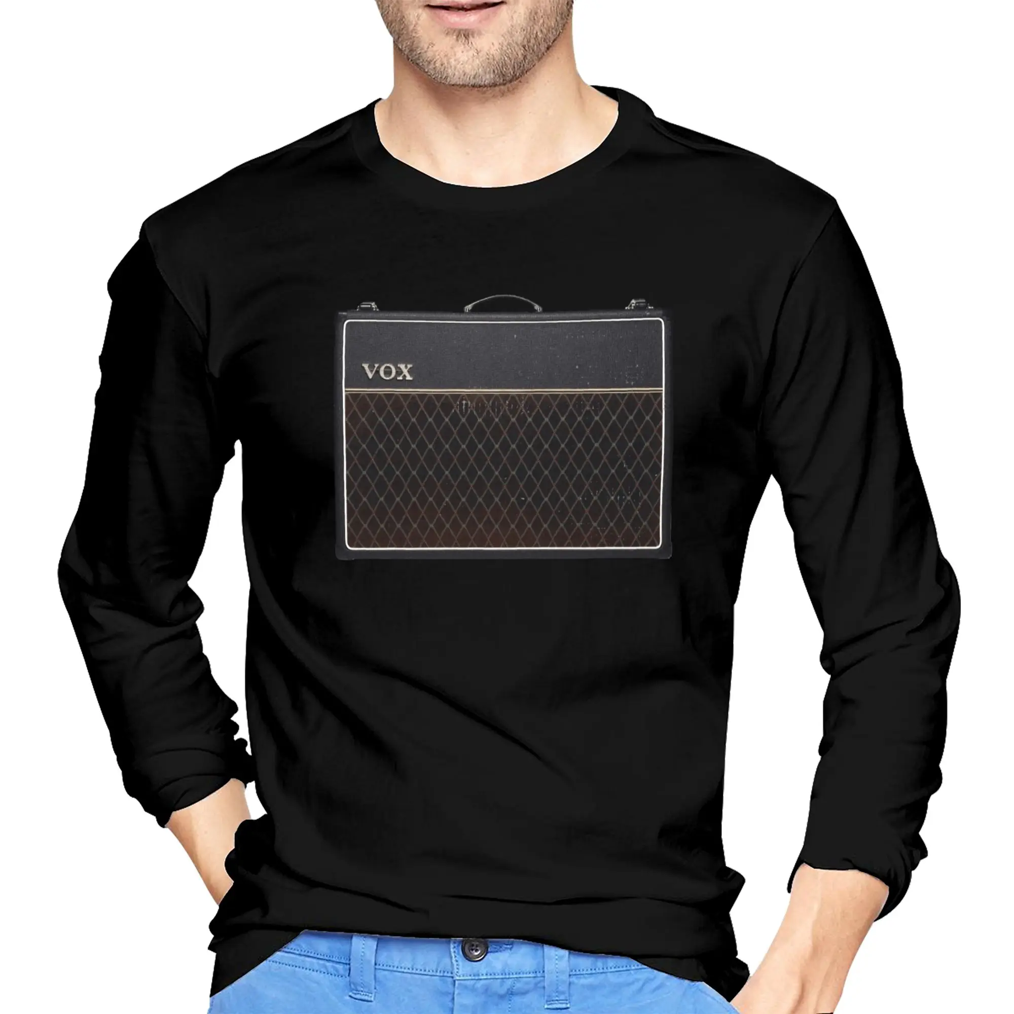 

Vox AC30 Amplifier Men's Long Sleeved T-shirt Fashion Round Neck T shirts Spring and Autumn Men tops