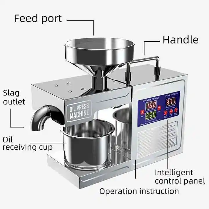 B03S 820W Automatic Stainless Steel Oil Press Intelligent Temperature Control Cold And Hot Oil Extraction Sesame Coconut