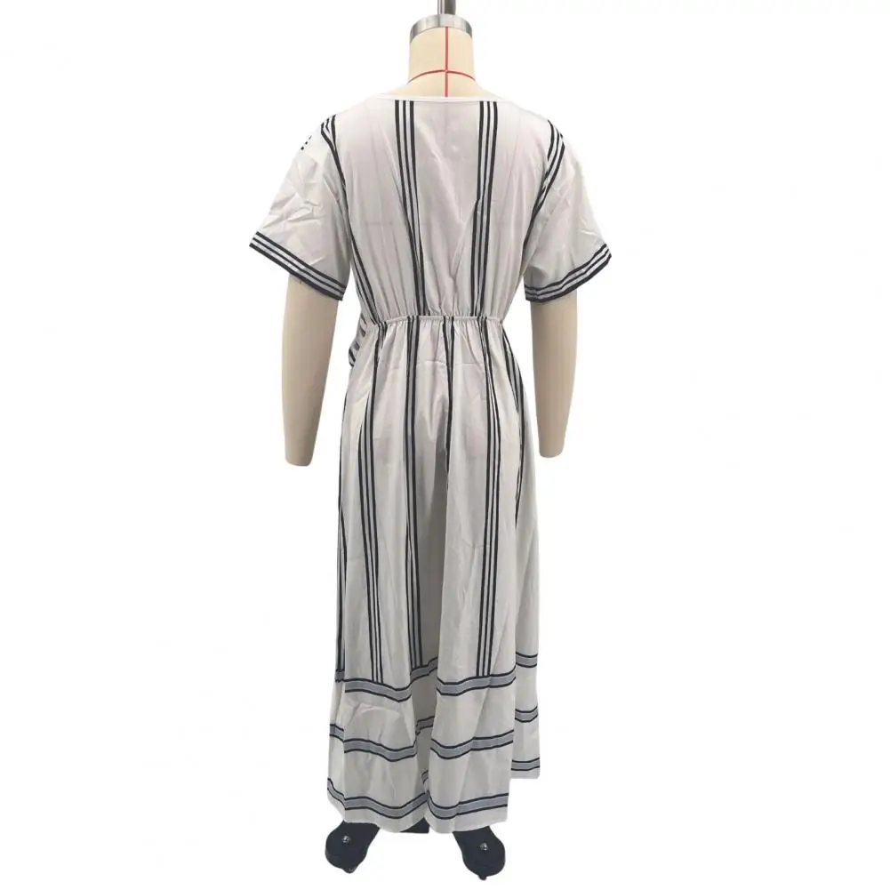 

Office Wear Dress Women Summer Maxi Dress for Women Striped V Neck Swing Dress Casual Short Sleeve Beach Vacation Sundress Flowy