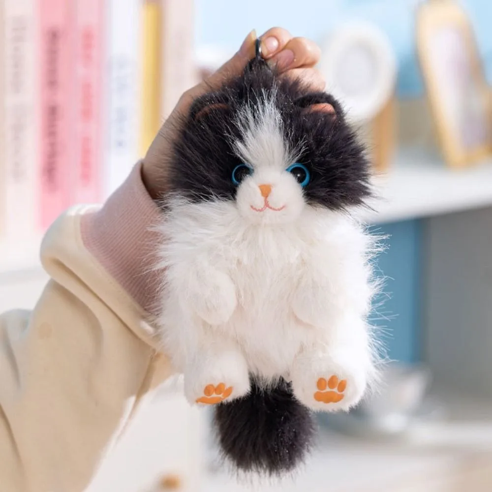 

Fashione PP Cotton Puppy Cat Plush Keychain Soft Simulation Cat Long Hair Cat Keyring Cute Kawaii Plush Doll Pendant Girl