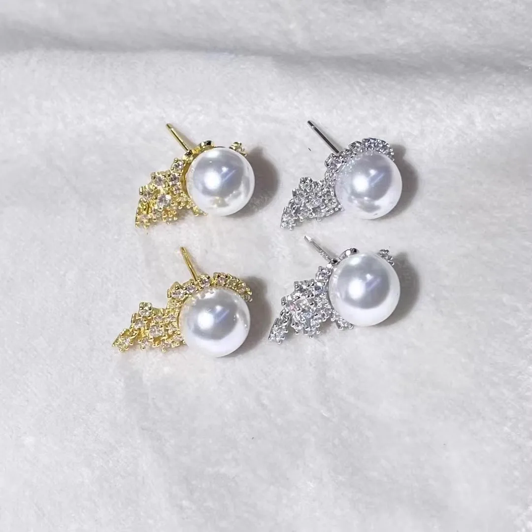

Gorgeous Huge AAA Japanese Akoya 9-10mm White Stud Pearl Earring 925 Silver