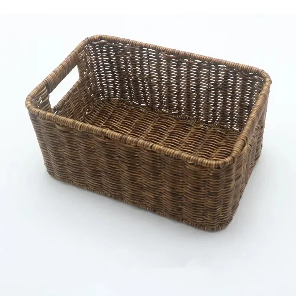 Wicker Storage Basket Woven Holder for Bathroom and Kitchen Drawer, Home Weave, Plastic Rattan, Finishing Kitchen Organizer