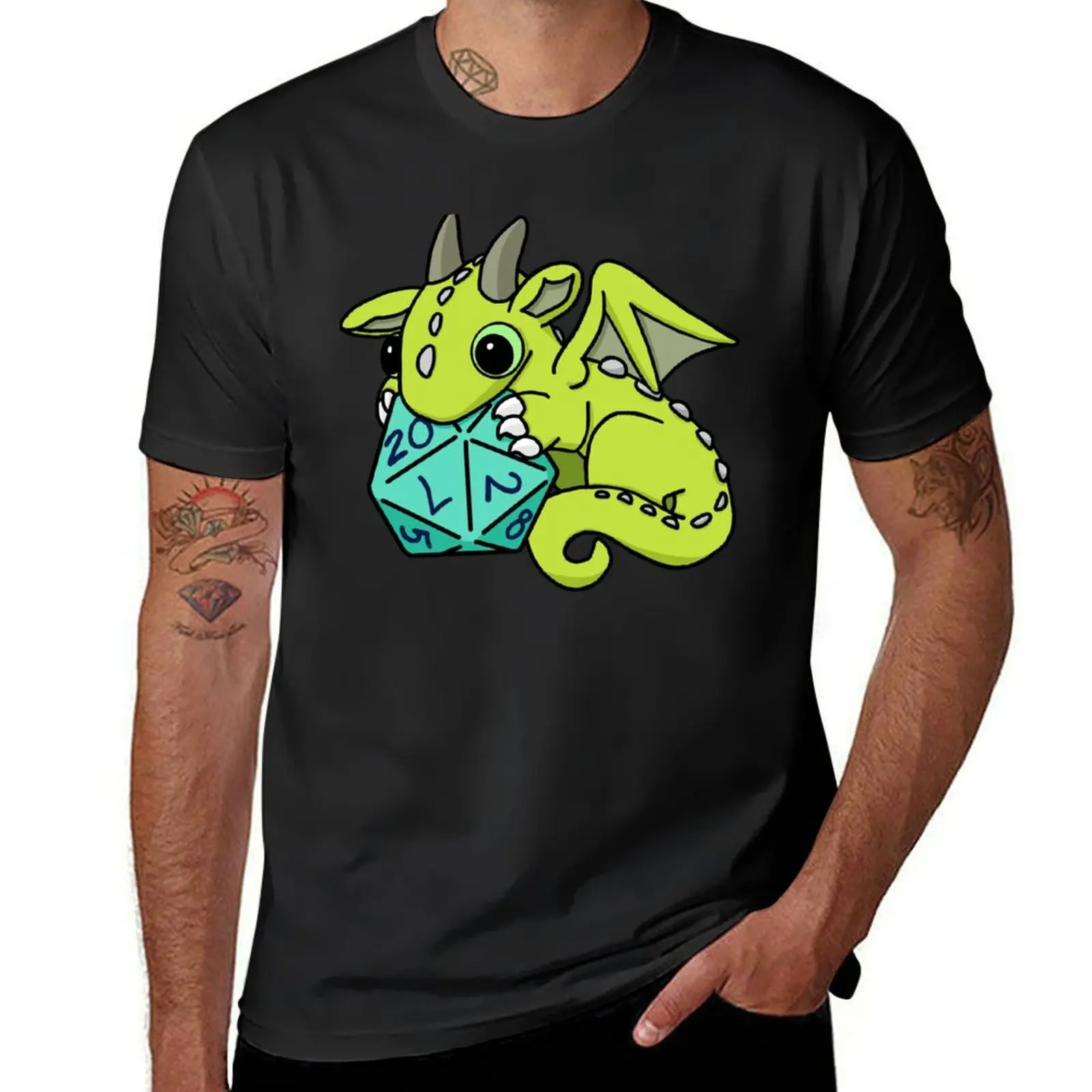 

Green Dice Goblin Dragon Baby T-Shirt boys animal print anime clothes customs Short sleeve tee clothes for men