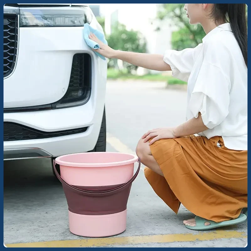 

Складное портативное ведро с крышкой, автомойка, инструмент для рыбалки, ванной комнаты, силиконовое ведро, товары для кемпинга и дома