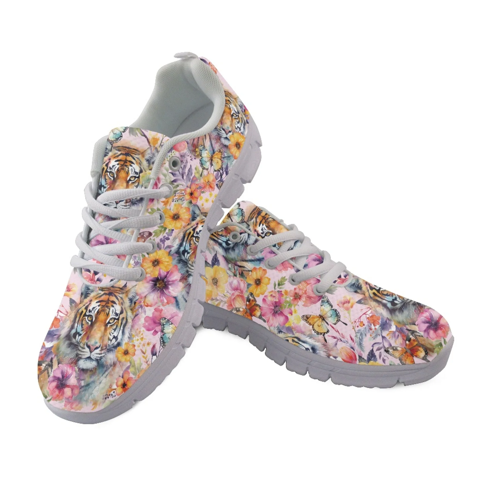 Coloranimal Floral Tiger Soft Running Sneakers, Men Athletic Trainers Running Walking Shoes for Outdoor Daily Wear