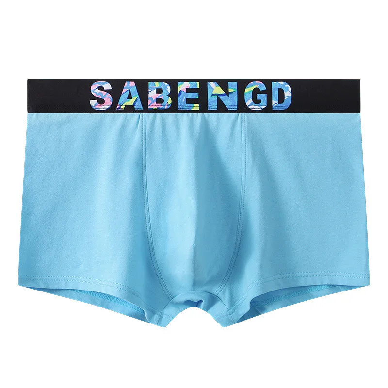 Mens Fashion Trunk Skin Friendly Cotton Breathable Boxer Shorts Solid Color Simple Sports Panties Youth Casual Simple Underpants