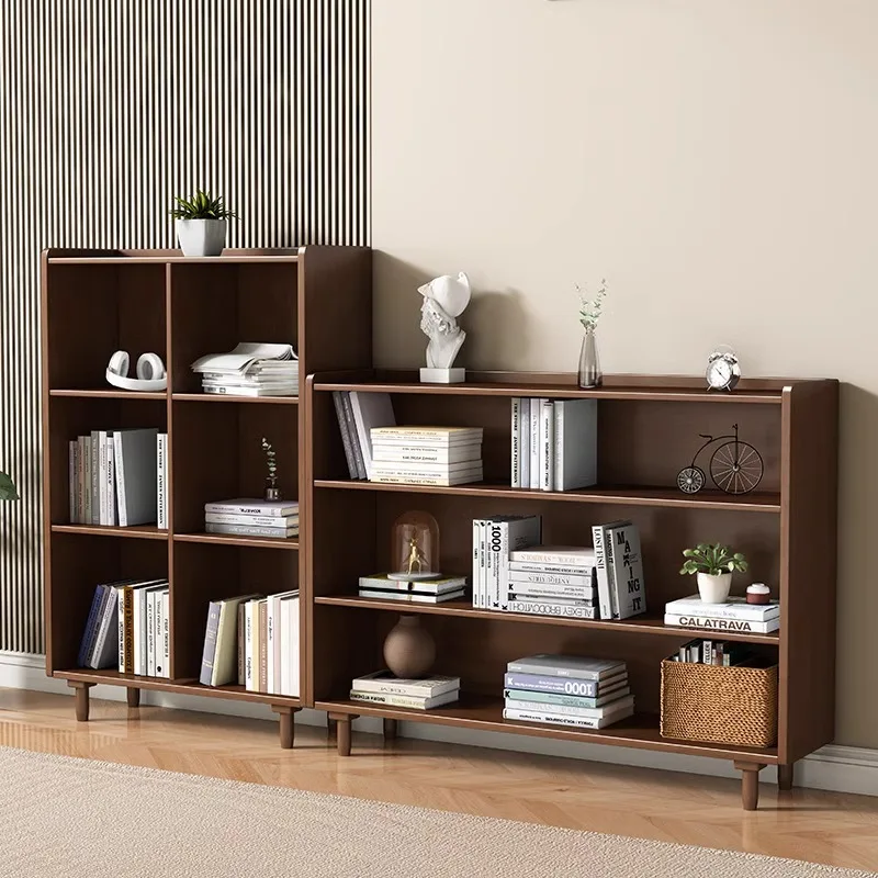 

Solid wood light luxury Japanese low bookcase floor bookshelf shelf combination