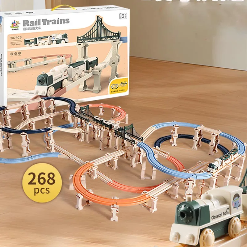 Electric Christmas Track Toy Set DIY Children Toys Puzzle Assembled Railway Track Building Block Track Toy for Kid Christma Gift