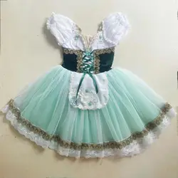 Langes Ballett kleid für Kinder Frauen grün romantische Tutu Giselle Performance Kostüm Tanz Ballett Kinder Ballett Kleidung Mädchen