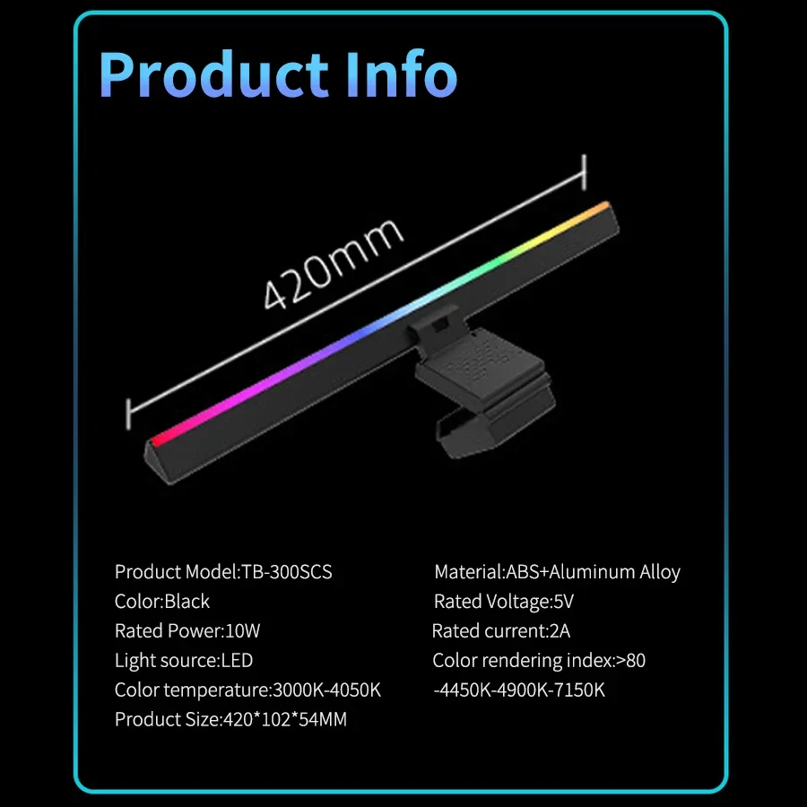 Monitor Light Bar RGB Dynamic Rainbow Effect LED Desk Lamp Study Office Gamer Computer Screen Hanging Reading Light Table Lamps