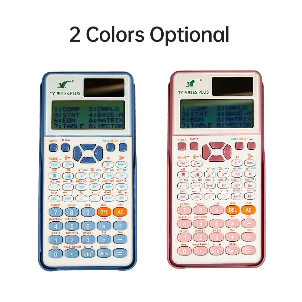 【Nuevo】 Calculadoras científicas Calculadora matemática con pantalla de matriz de puntos HD de 417 funciones 96*31) Fuente de alimentación dual