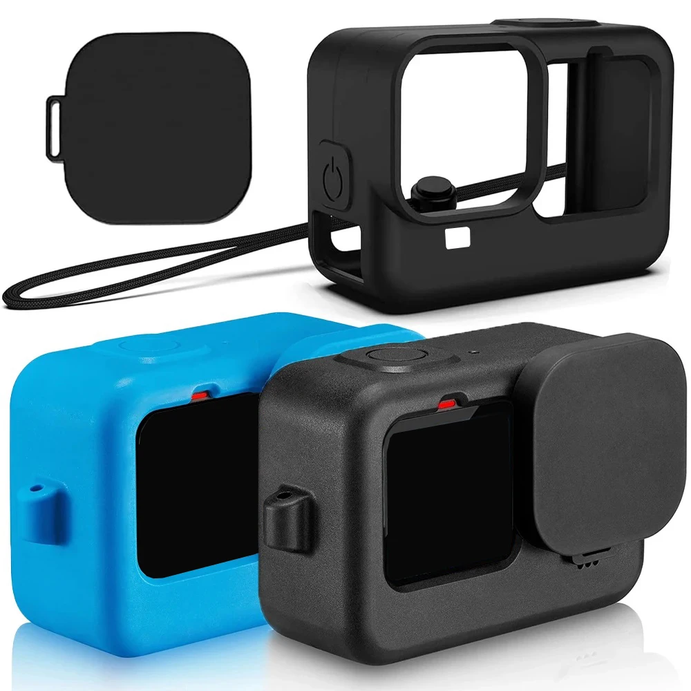 Soft Silicone Protective Case for GoPro Hero 12 11 10 9 Camera Full Cover Shell Protector Sleeve with Lanyard for GoPro 12 11 10