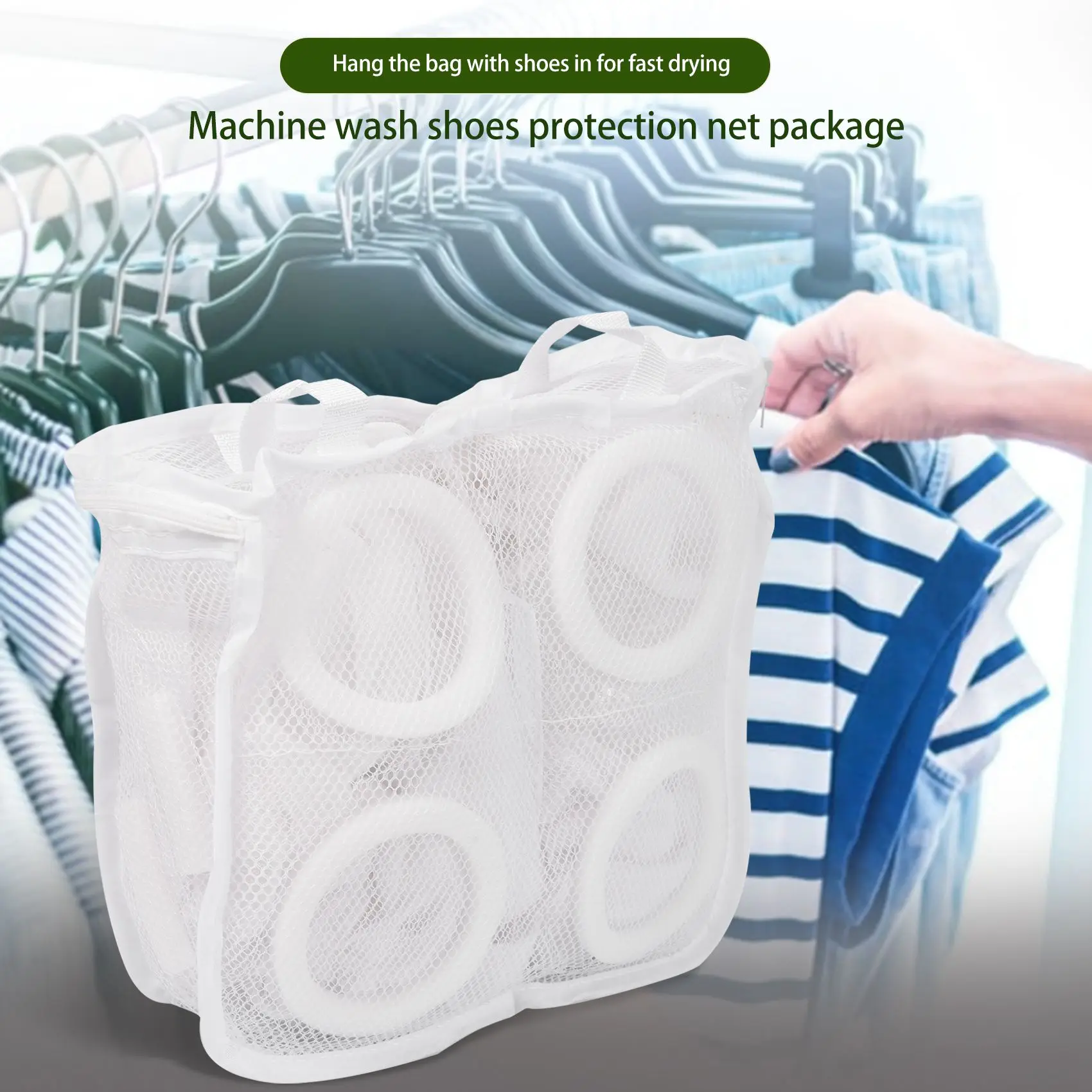 A92P 교수형 드라이 운동화 메쉬 세탁 가방 신발 보호 세탁기 홈 스토리지 주최자 액세서리 용품 Gear Stuff Pro