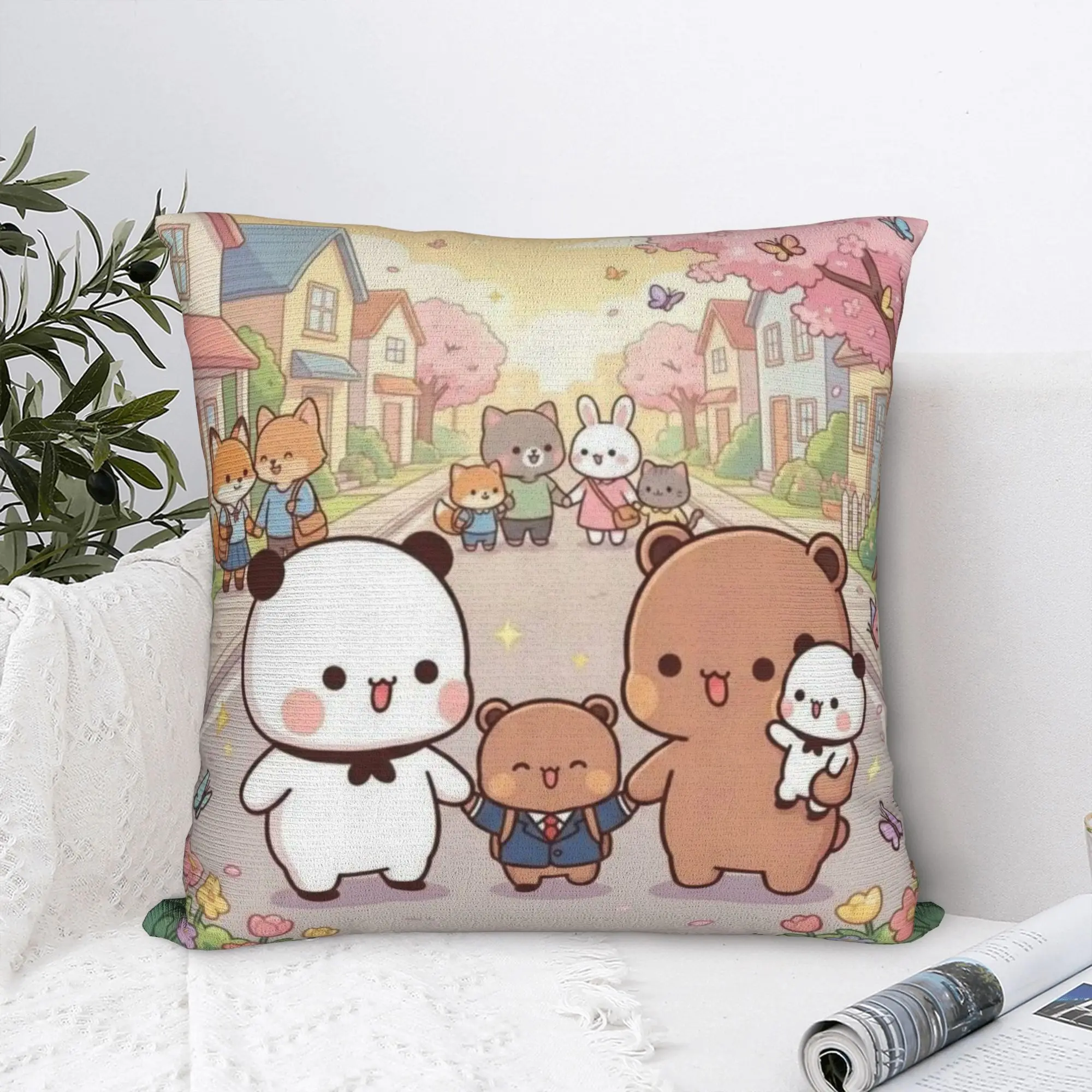 Family Panda Bubu Dudu Pillowcase Polyester Cushion Cover Decorative  Throw Pillow Case Cover Home Wholesale 18'