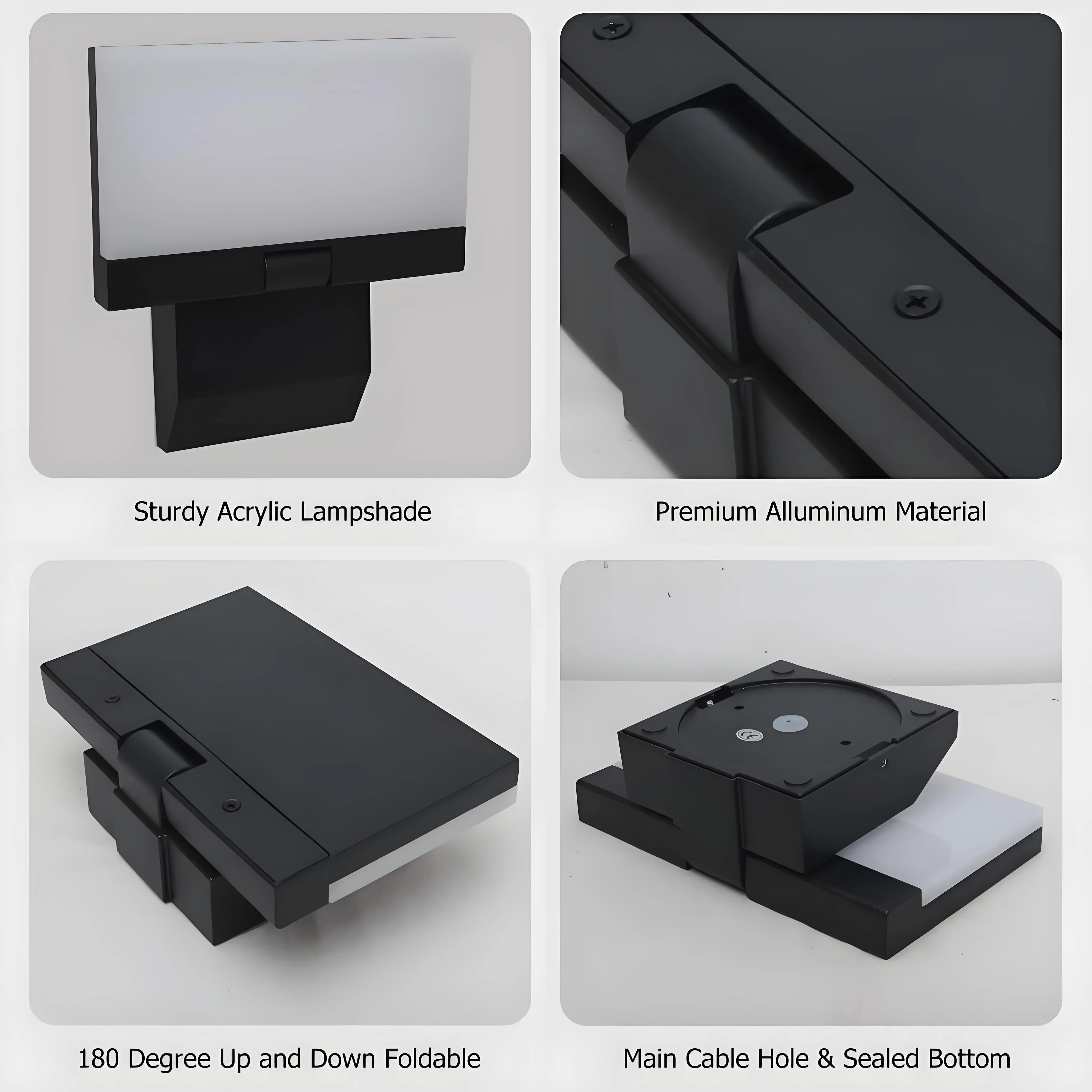 IP65 مقاوم للماء في الهواء الطلق الجدار الخفيفة قابل للتعديل زاوية الألومنيوم LED شمعدانات جدارية مع الاستشعار حديقة الممر الشرفة ضوء داخلي