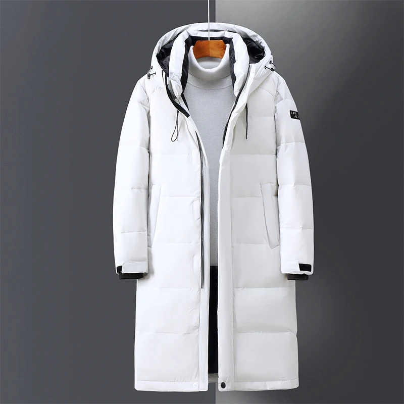 

2023 Men's Winter Jacket Hood Feathers Puffer White Duck Long Down Jacket Men Black Parka Coat Warm Autumn Dack Thick Casual Top