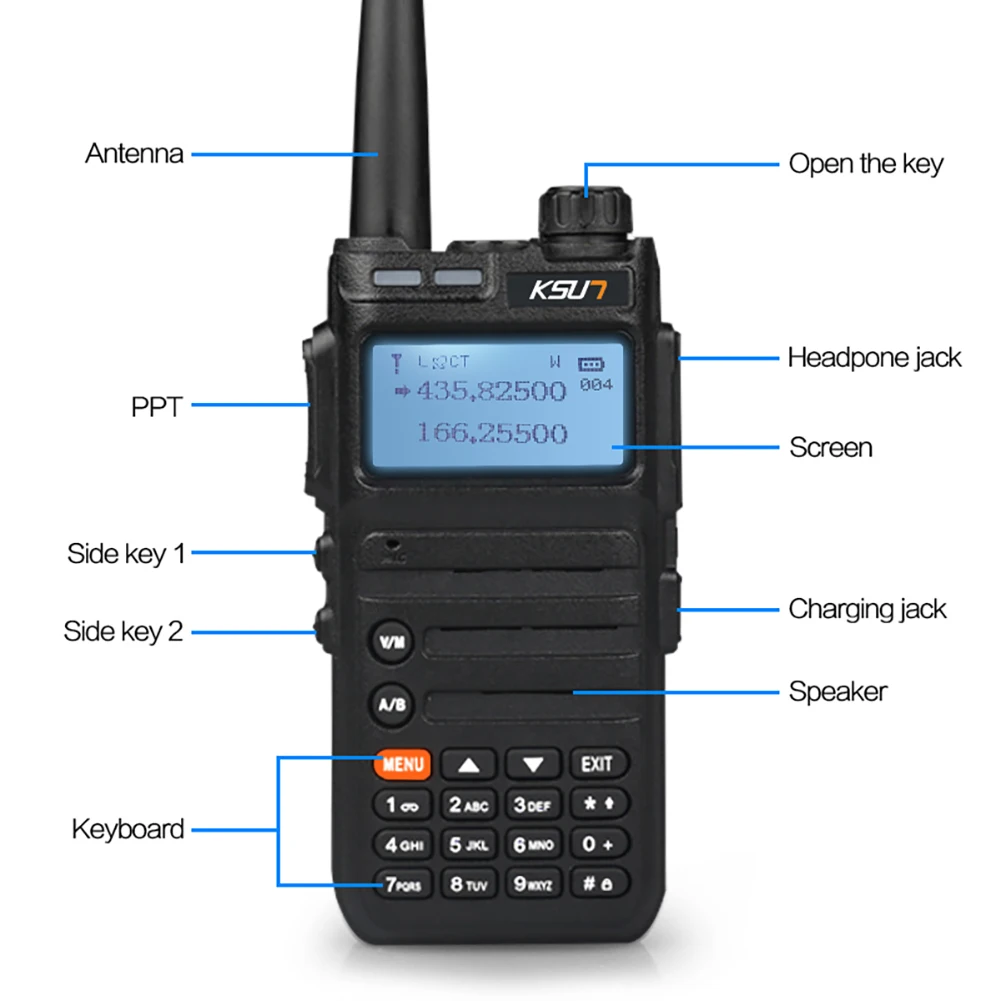 KSUN KSX-UV3D 8W High Power Long Range Walkie Talkie Set Wireless Intercom UV Dual Band Transceiver Handheld Ham Two Way Radio