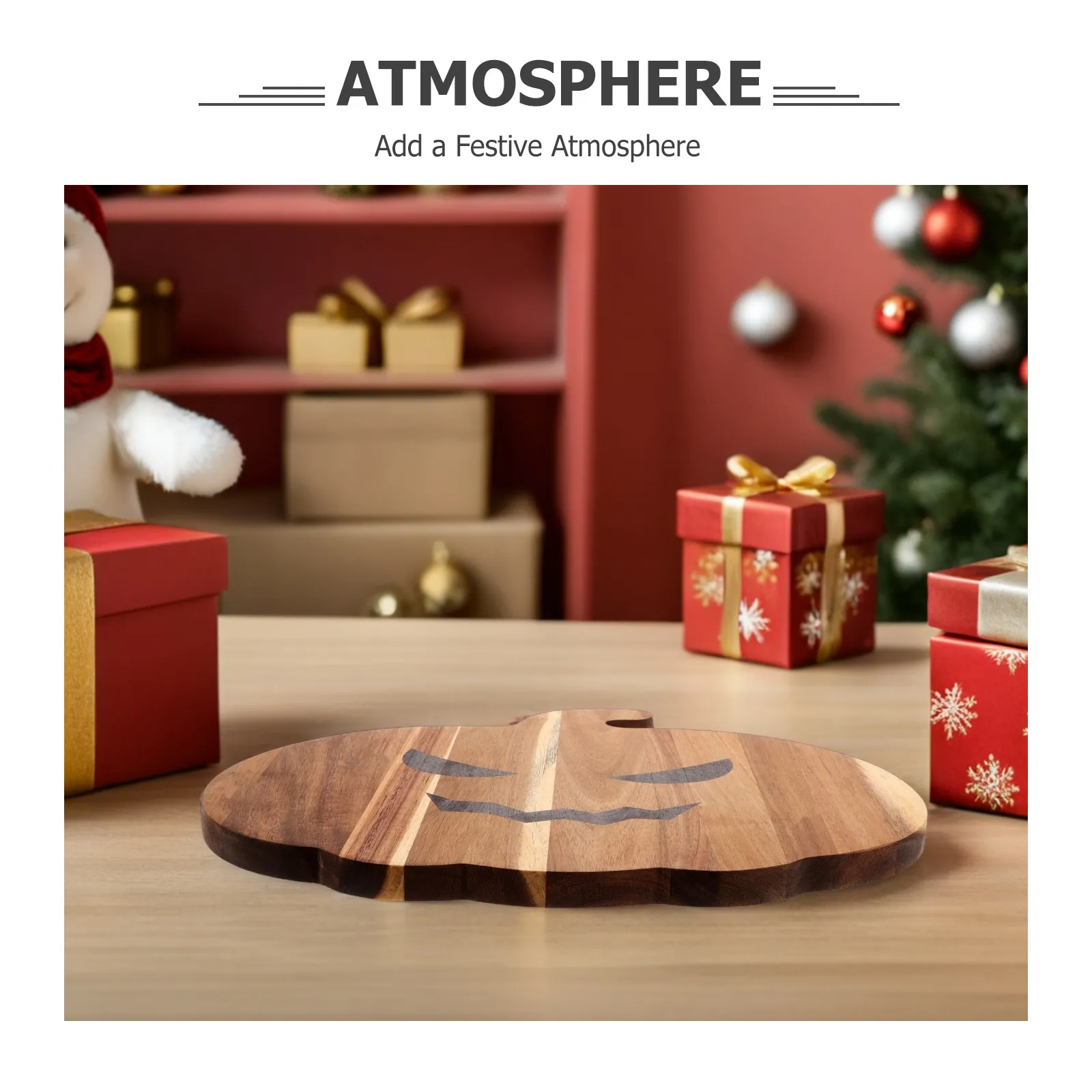 Wooden Pumpkin Dish Plate Unique Pumpkin Design Natural Wood Texture Fall Autumn Harvest Serving Tray for Halloween Party Decor