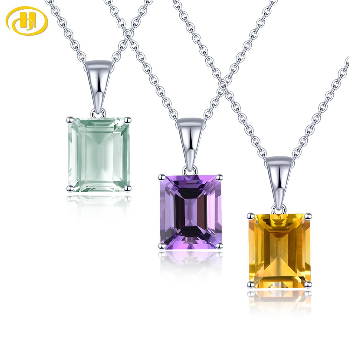 Natural Amethyst Sterling Silver Women's Pendant 3.9 Carats Genuine Crystal Octagon Cut Classic Simple Style S925 Jewelry