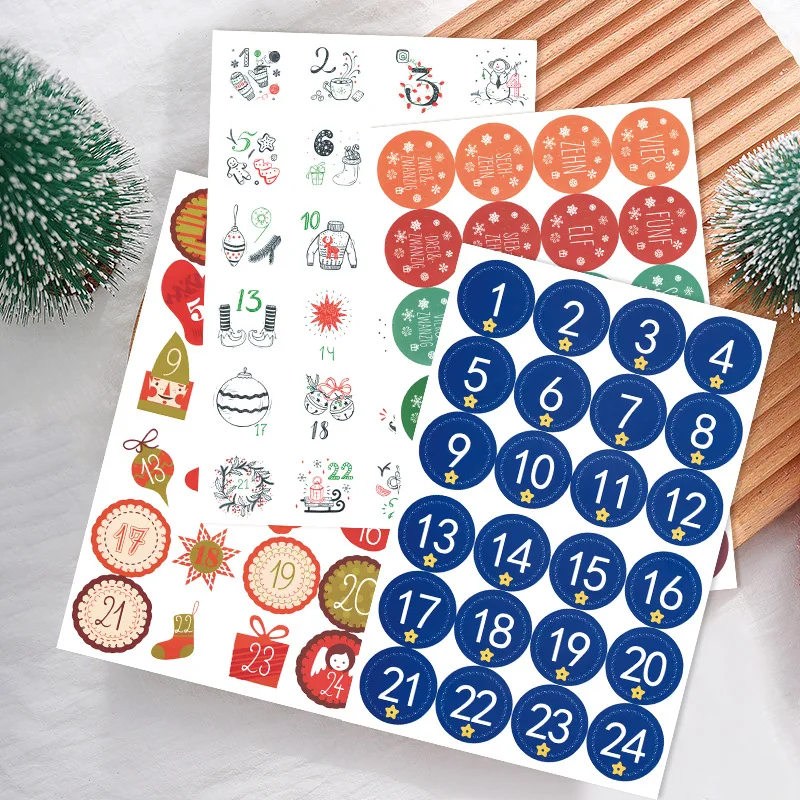 1Pc Christmas Sticker Advent Calendar Number Merry Christmas Gift Packaging Sealing Label Decor Sticker Xtmas Gift Decor Sticker