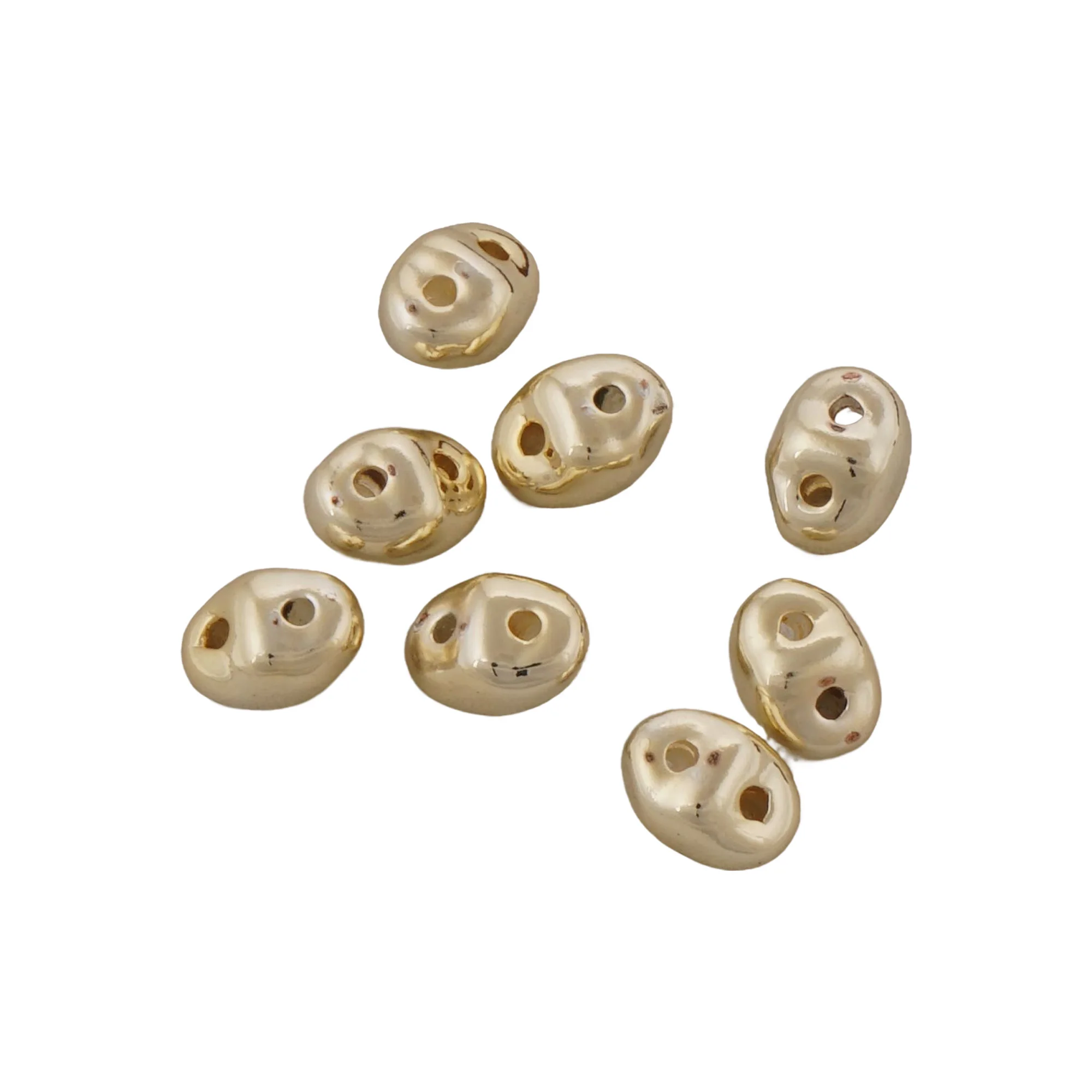 10PCS 14k Gold Filled Pig Nose Spacer Beads With 2 Holes,Irregular Shape Spacer Beads for Jewelry Making DIY Accessory 10419250