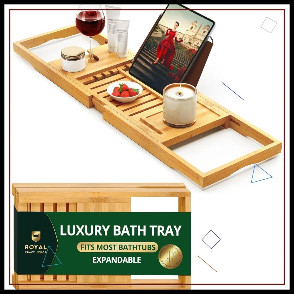 

Премиум-поднос-органайзер для ванны, складной, раскладной, деревянный, бамбуковый, для ванной комнаты, аксессуары и подарки