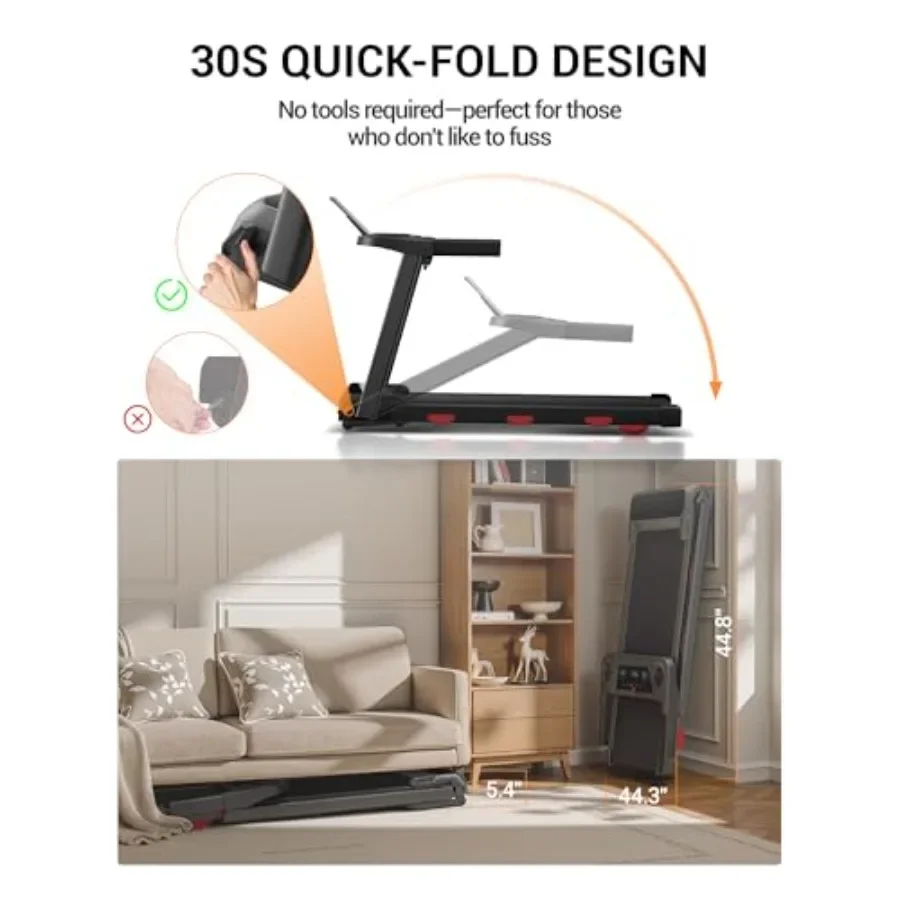 Home use 15 auto incline treadmill with steel frame, black color, supports up to 400LBS capacity