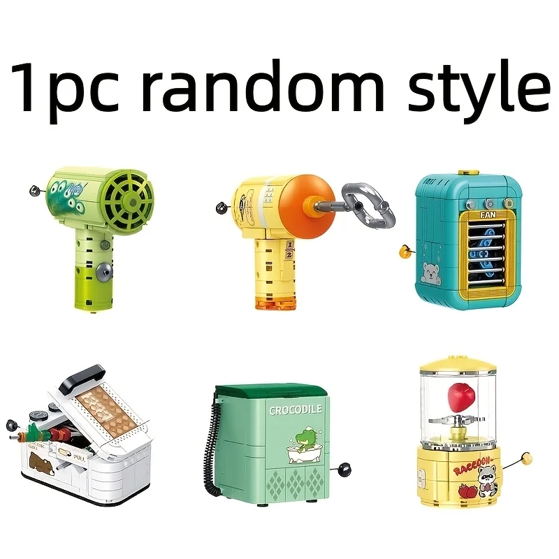 1 Random Style Creative Home Appliance Assembly Building Block, with Exquisite and Realistic Design, Can Be Used as a Holiday Display Model, Family Activity Project, to Exercise Children's Hands-On Ability and Concentration, Improve Fine Motor Skills and Thinking Ability, Suitable for Sharing, Entertainment, and Educational Games, Bright Colors, Tv Cabinet, Dining Table Decoration, Home Luxury Decor Piece, Showcasing Unique Taste, the Preferred Gift for Halloween/Thanksgiving/Christmas