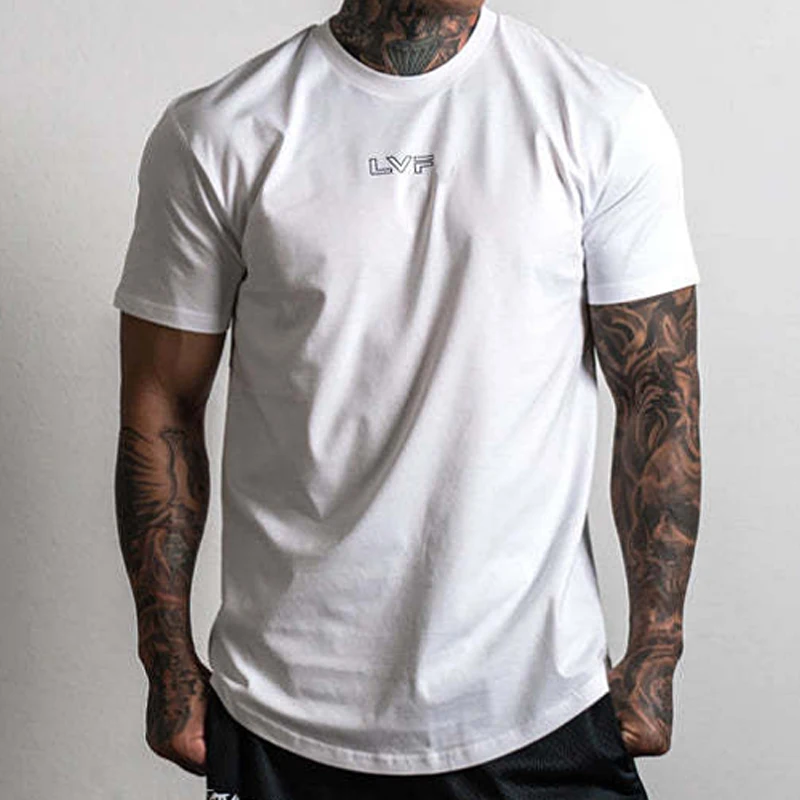 Men\'s Gym Summer Fitness Sports Short Sleeve T-shirt Fashion Brand Outdoor Bodybuilding Sweatshirt Cotton Casual Tops Clothing