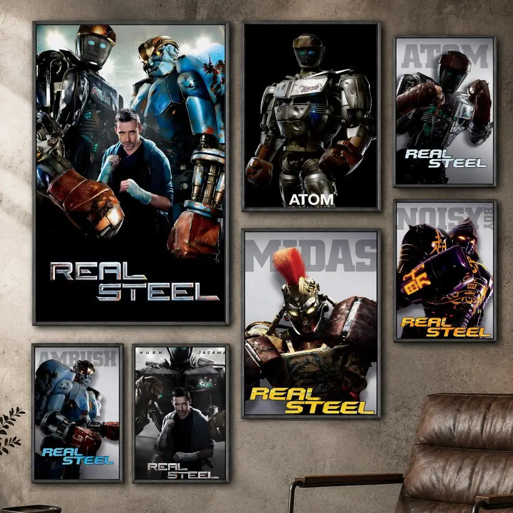 Movie Real Steel Boxing Action Cinema Poster  PP Self Adhesive Home Garage Dorm Bar Wall Decor Aesthetic Retro Gift