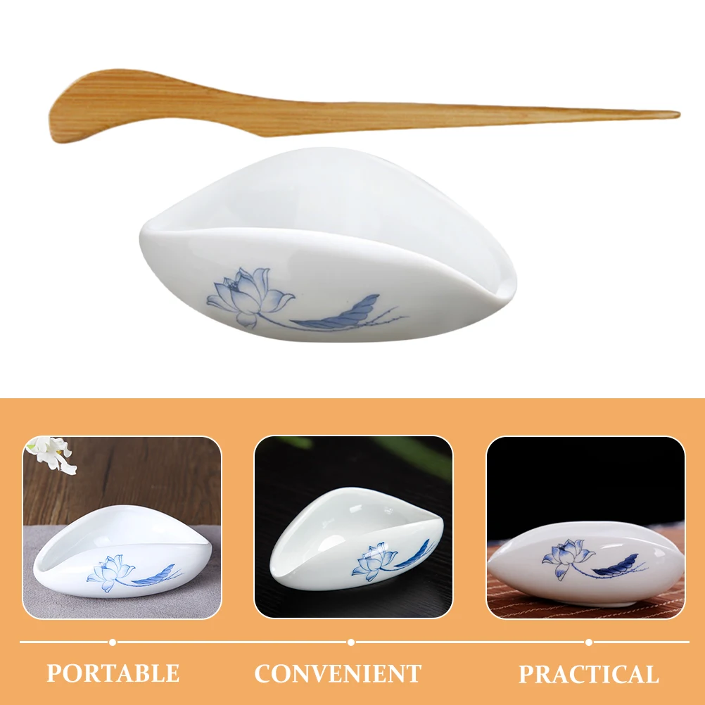 

1pcs Ceramic Vessel Vintage Style Coffee Bean Loose Holder Scoop Kung Fu Tea Tray Chinese Tea Storage Container Dosing Cup