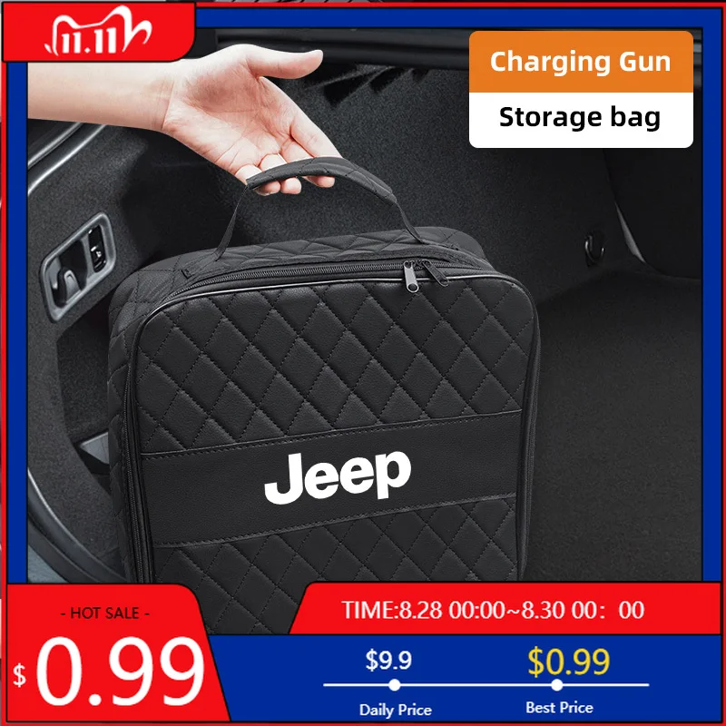 

Cup Holders Car Charging Gun Leather Bag Storage Box Auto Accessories For Jeep Grand Cherokee Wrangler JK Gladiator Compass Rene