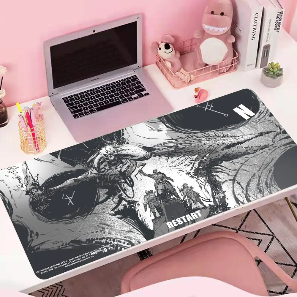 

Large Anime Mouse Pad Rubber Keyboard Table Mat Black and white illustration Mouse Pads Computer Laptop Gamer Extended Mouse Mat