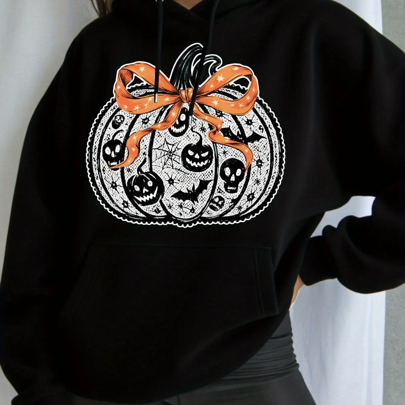 Halloween Pumpkin Men's Sweater Gothic Skull Women's Hoodie Autumn Printed Hooded Sweater for Woman Loose Breathable Pullover