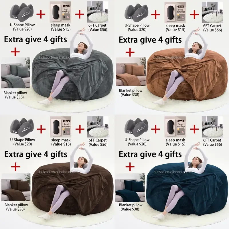 60 inch Bean Bag Sofa for Living Room with Compressed Foam and Memory Cotton Filling Modern Leisure Single Furniture