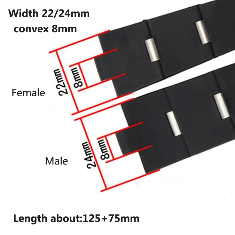 Uhgbsd 고무 시계 스트랩 교체, Bvlg DP42C14SVDGMT 남성용 실리콘 밴드, 24mm 22mm, 볼록 8mm 액세서리